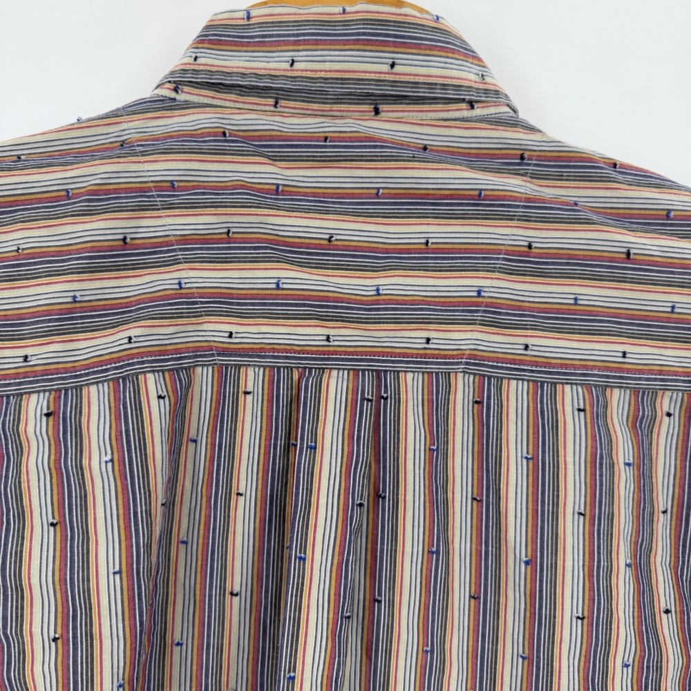 Road Mens XL‎ Button Down Shirt Multi Color Vertical Stripe Cotton Long SL - Picture 6 of 7